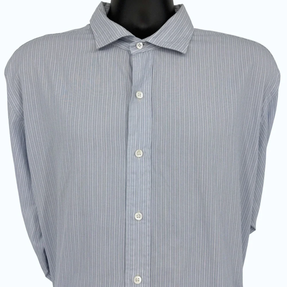 Vtg Polo Ralph Lauren Estate Custom Fit Blue Striped Shirt‎ Mens XXL Long Sleeve